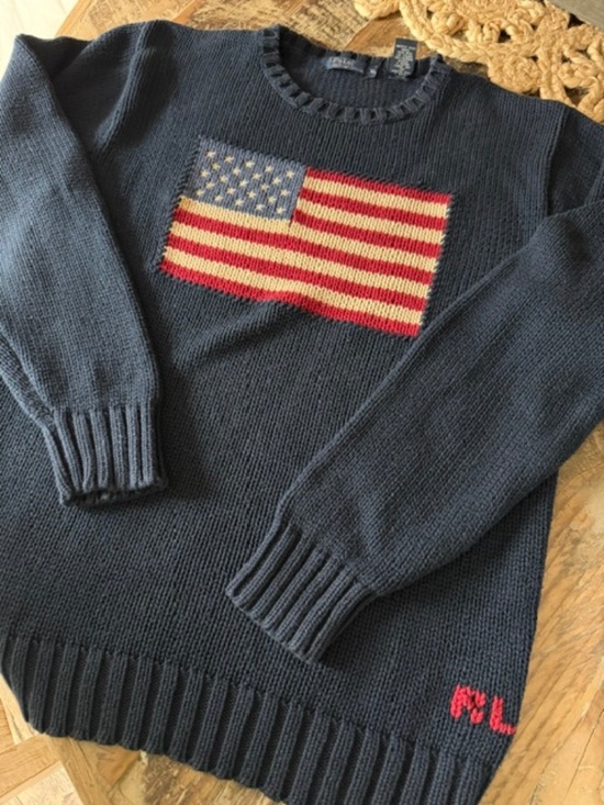 Ralph Lauren Sweaters - Vintage Polo Ralph Lauren American Flag Knit Sweater Size XL